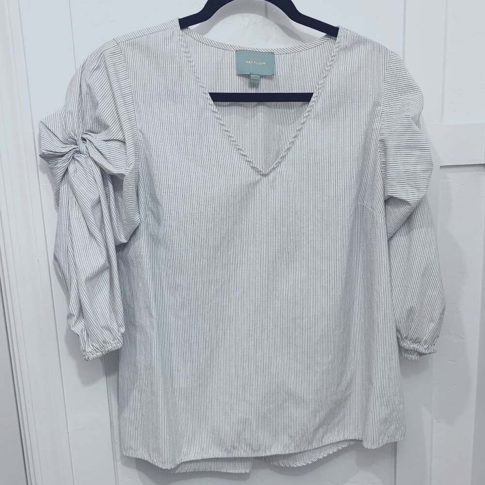 Skies Are Blue Womens Stripe Woven Dress Top Blouse Size L Large